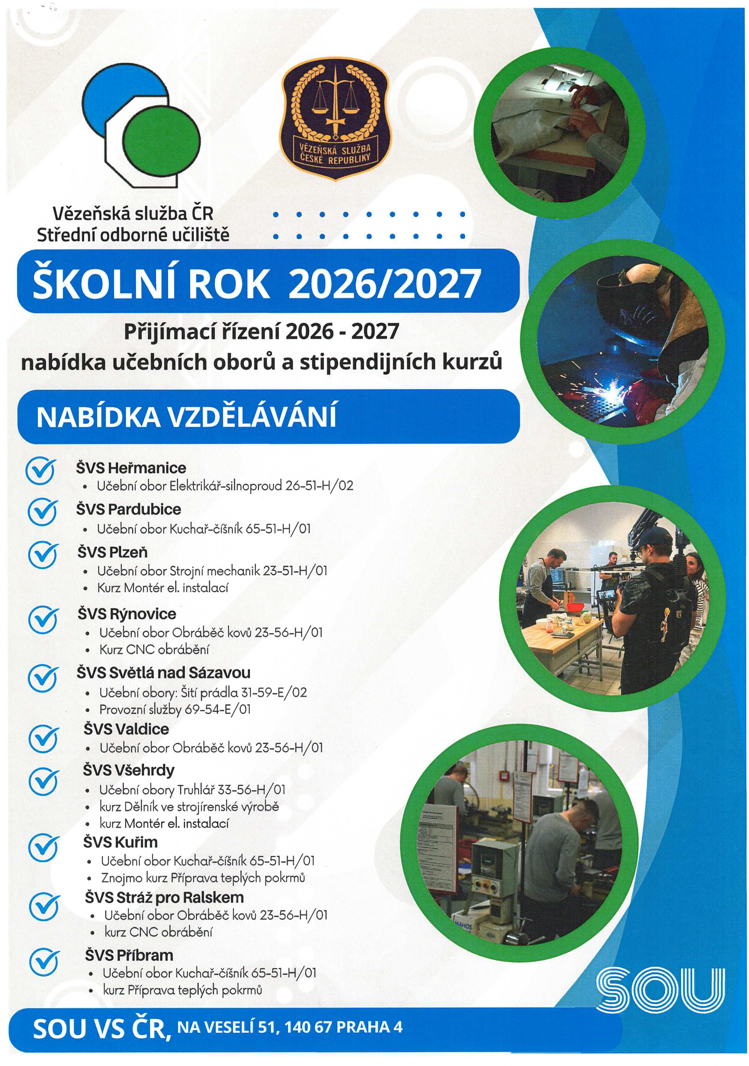 Učební obory a kurzy pořádané SOU